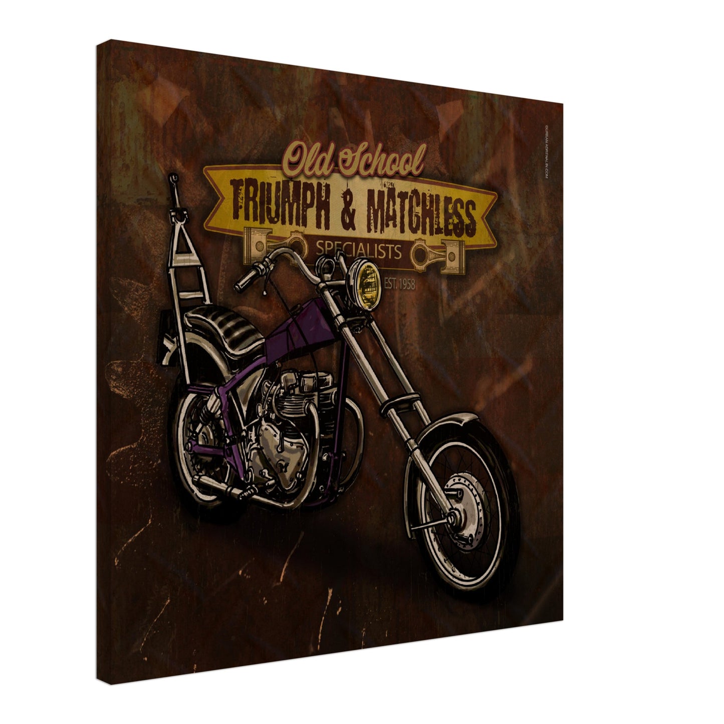 Matchless 'Old School' Chopper Motorcycle - Square Canvas