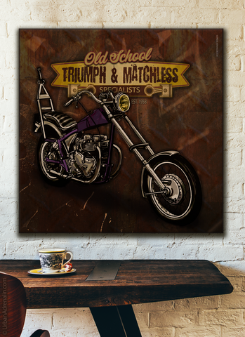 Matchless 'Old School' Chopper Motorcycle - Square Canvas