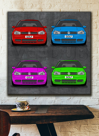 Volkswagen Golf Mk4 "Colours"  Square Canvas