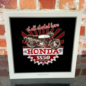 Honda SS50 - It all Started Here Greetings Card