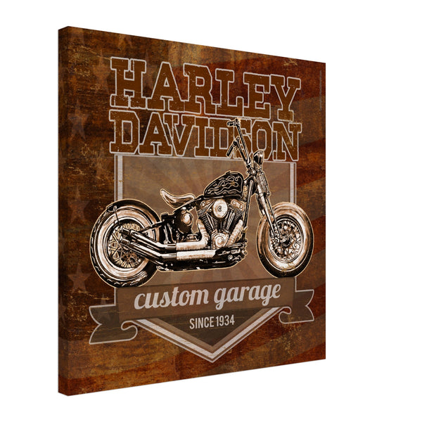 Harley Davidson Bobber "Custom Garage" - Square Canvas