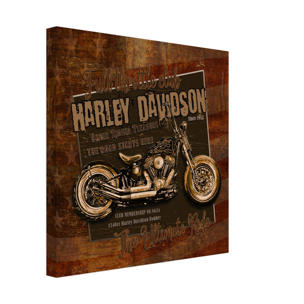 Harley Davidson Bobber "Full Throttle Club" - Square Canvas