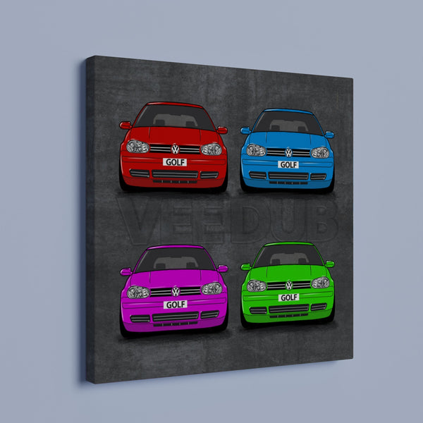 Volkswagen Golf Mk4 "Colours"  Square Canvas